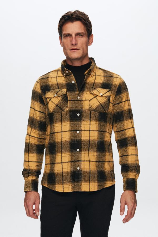 Twn Slim Fit Sarı Oduncu Gömlek - Image 1