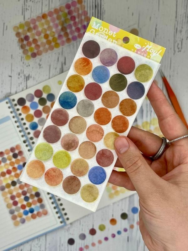 Monet Garden Sarı Tonları 6 Yaprak 312 Adet Yuvarlak Kağıt Sticker Seti / Etiket / Çıkartma  - Image 1