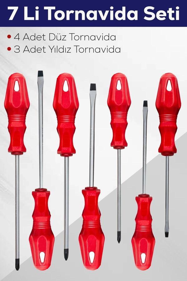 7'li Tornavida Seti (4  Düz Tornavida 3  Yıldız Tornavida) - Image 1