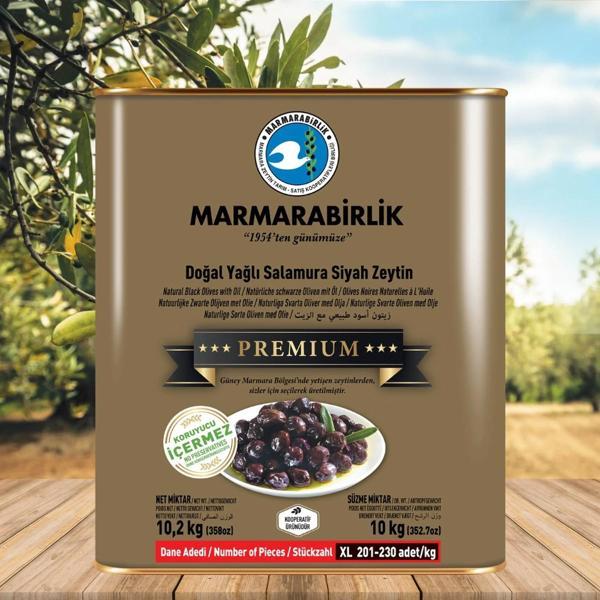 Marmarabirlik Premium Yağlı Salamura XL Zeytin 10 kg Teneke (201-230 adet/kg) - Image 1