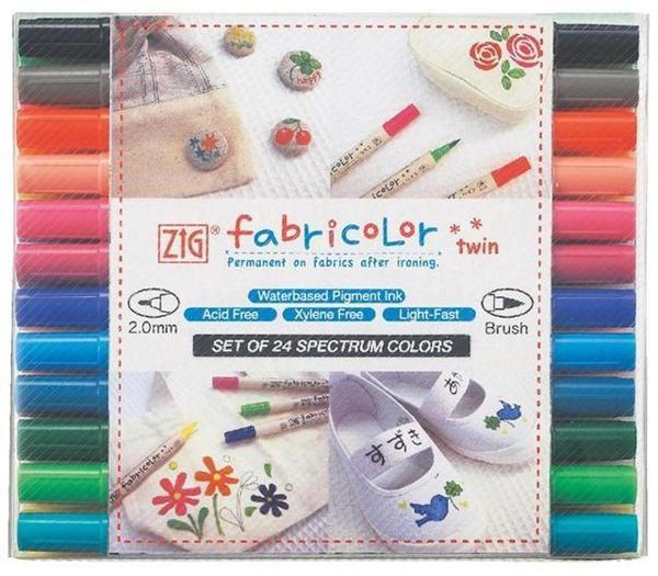 Supertrend Fabricolor Twin Çift Uçlu Kumaş Tekstil Boyama Kalemi Seti 24 Renk - Image 1