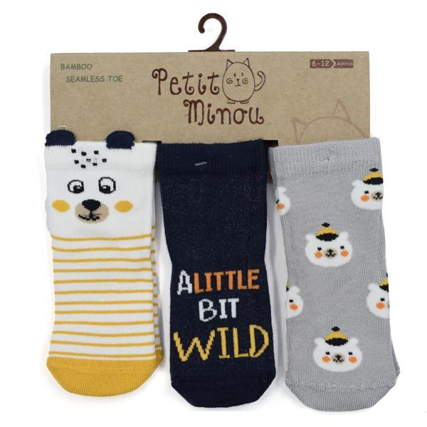 Petit Minou 3'lü 3D Bear Bebek Çorabı 2177 - Image 1