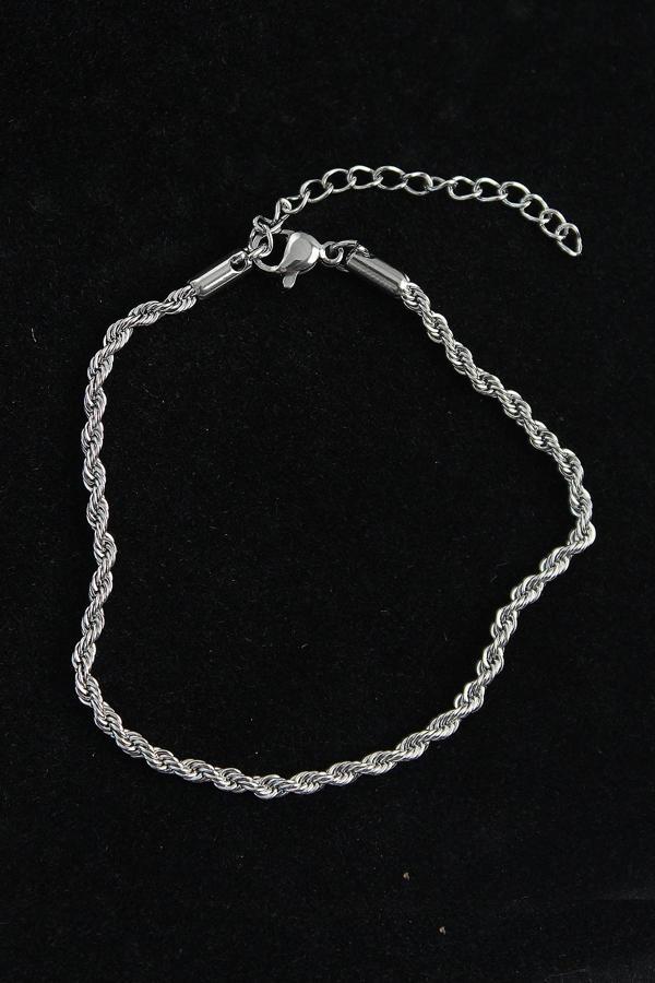 316L Çelik Burgu Model Gümüş Renk Erkek Bileklik - Image 1