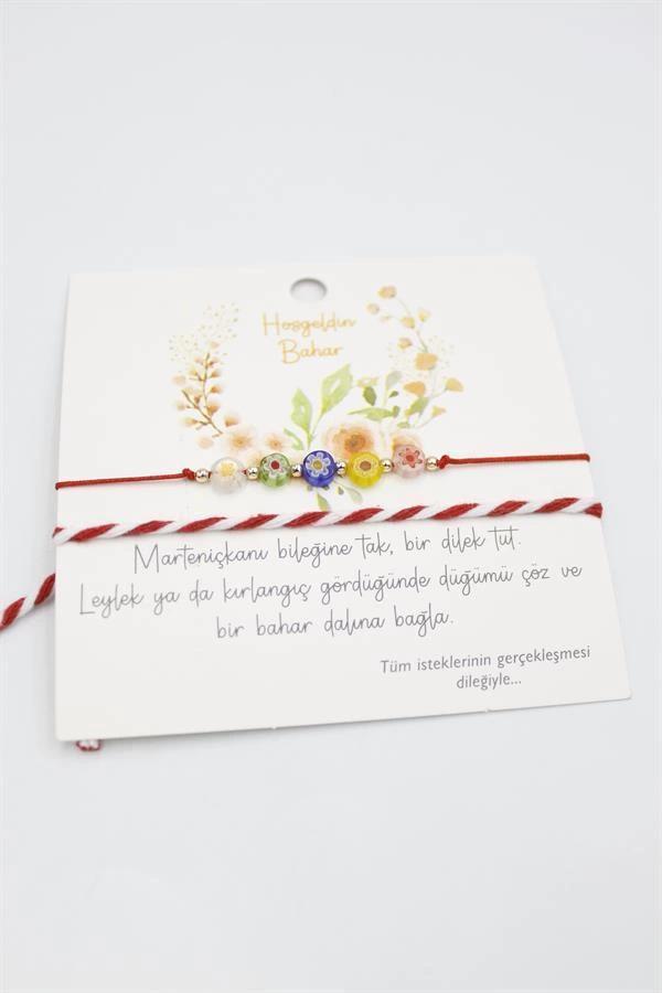 Çiçek Marteniçka Bileklik - Kırmızı - Image 1