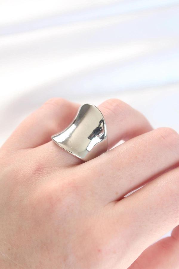 Silver Renk Ayarlanabilir Kavisli Ayna Yüzük - Image 1