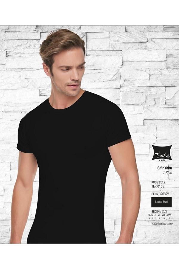 Erkek Penye 0 Yaka Yarım Kollu 6'lı Paket Atlet - Image 1