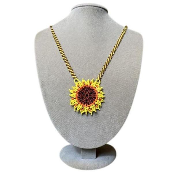 Uretti - Özlem 9422 2766 El Yapımı Ay Çiçeği Model Kum Boncuk Kolye - Image 1