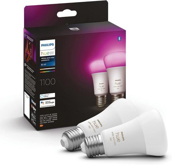 Philips Huewca 9-75W Renkli Akıllı Ampul 2'Li Ekopaket E27 Bluetooth Özellikli - Image 1