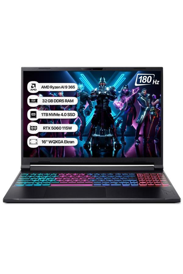 Acer Nitro 16S NH.QXUEY.001-32 Ryzen AI 9 365 32GB 1TB SSD RTX5060-115W 180Hz 16 WQXGA Dos Taşınabilir Bilgisayar - Image 1
