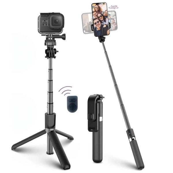 BUFFER® Fotoğraf Makinası ve Telefon Takılabilen 2si 1 Arada 2.2m Uzayan Selfie Çubuğu Kumandalı Tri - Image 1