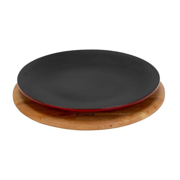 Yuvarlak Servis Tabağı ve Kayın Servis Ahşabı. Çap(Ø)25cm. - Image 1