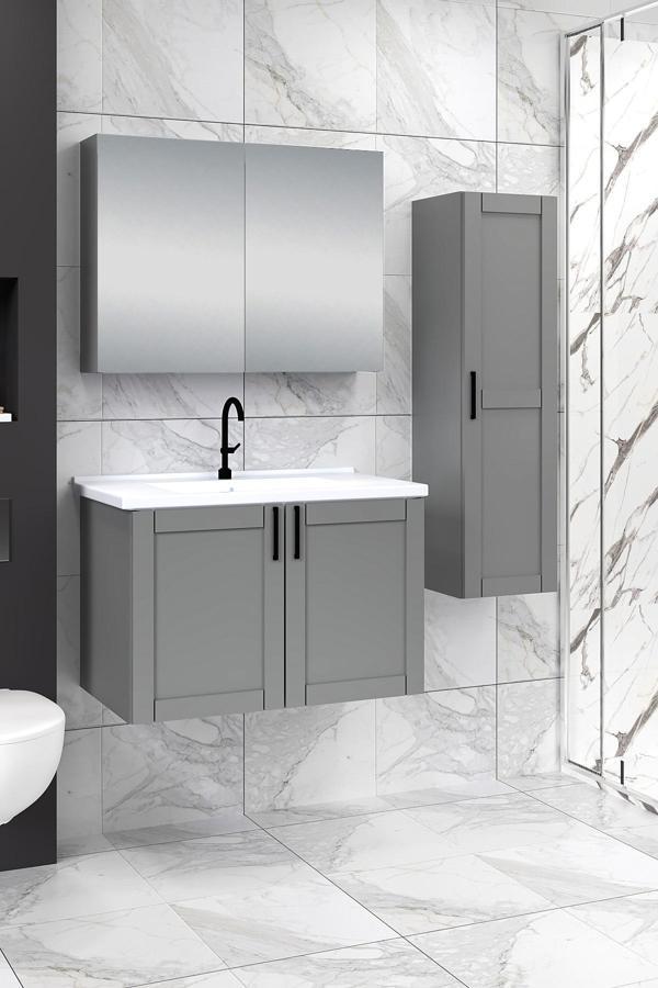 80 cm Riva Banyo Dolabı + 30 cm Riva Boy Dolabı - Image 1