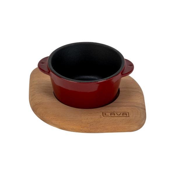 Yuvarlak Sufle / Sos Kabı ve Ahşap Altlığı. Çap(Ø)8cm. - Image 1