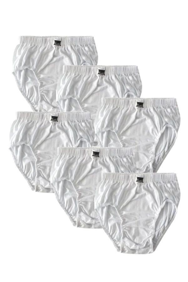 Erkek Çocuk 6'lı Paket Beyaz Kom Slip Külot Beyaz %100 Pamuklu - Image 1