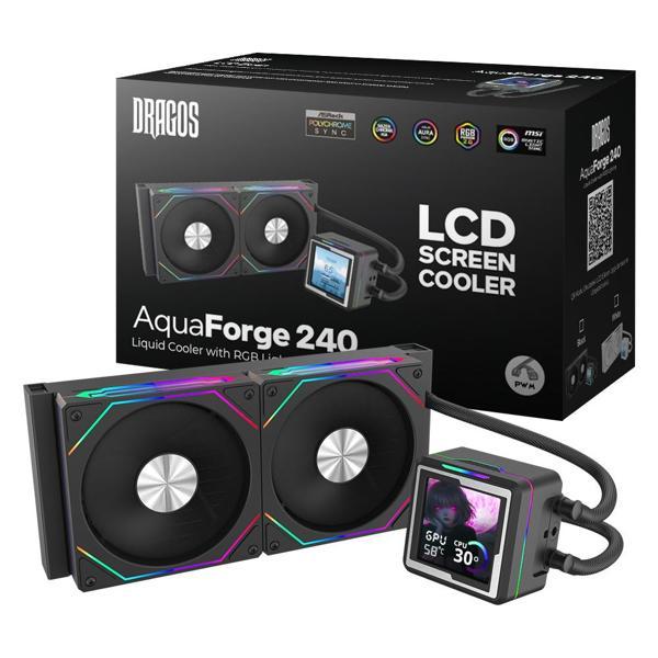 Dragos AquaForge V2 240MM Siyah ARGB LCD Ekranlı İşlemci Sıvı Soğutucu - Image 1