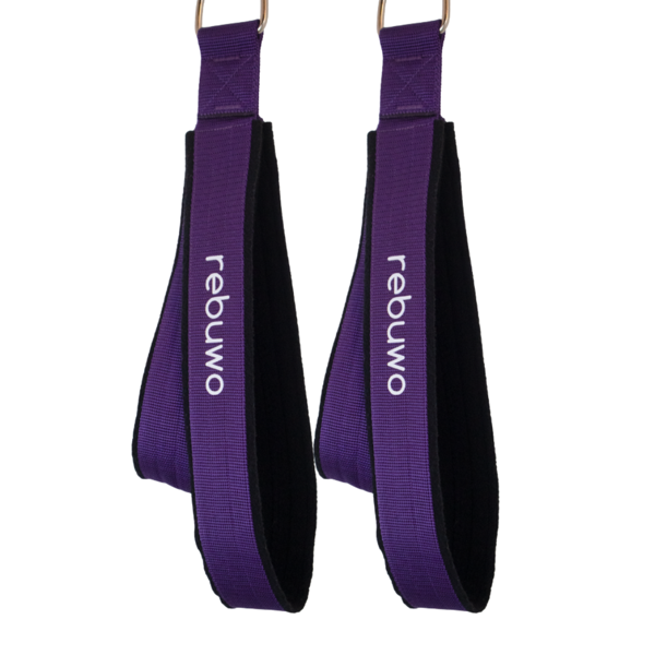 Rebuwo Pilates Elcik Reformer Yoga Pilates Tutma Aparatı (Mor)– Kadife Kumaş & Metal D Tokalı (1 Çift) - Image 1