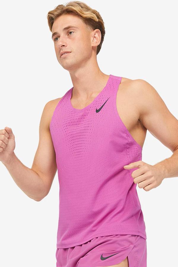 Nike Dri Fit AeroSwift Running ADV Singlet Tank Top Lazer Kesim Koşu Atleti Fuşya - Image 1