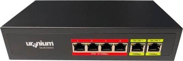 Uranium POE-4002-48W 4 Port 10/100 2xRj45 Uplink Poe Switch - Image 1