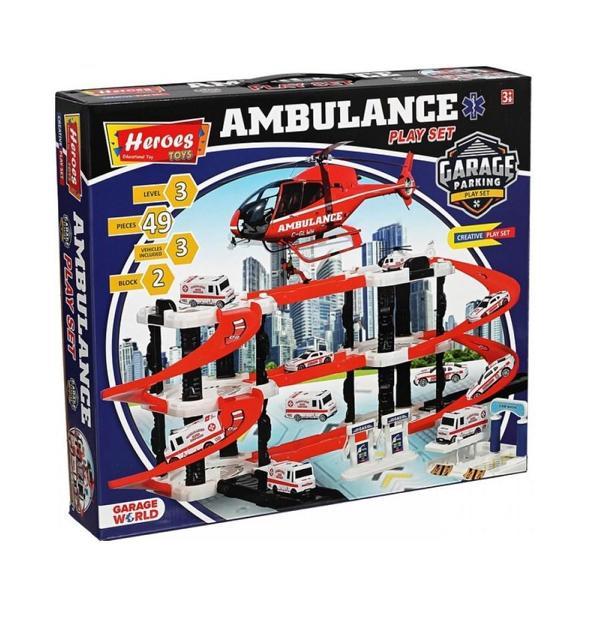 49 Parça 3 Katlı Ambulans  Otopark oyun Seti 0300 - Image 1