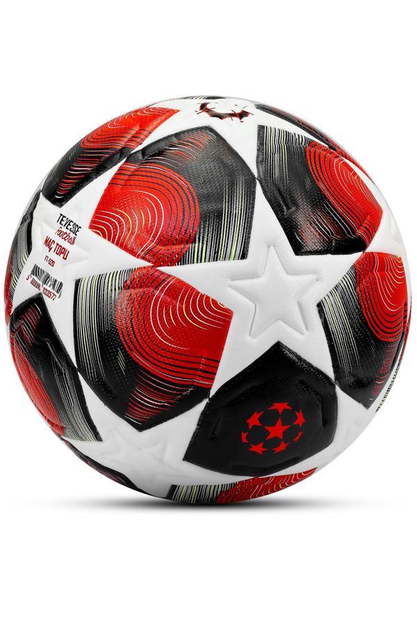 PRO-Series PU Futbol Topu Lazer Kesim Şampiyonlar Beton Halı Saha Resmi Maç Futbol Topu Kırmızı 520 - Image 1