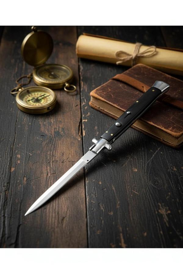 Akc İtalyan 33 Cm Siyah İtalyan Stiletto Kamp Çakısı - Image 1