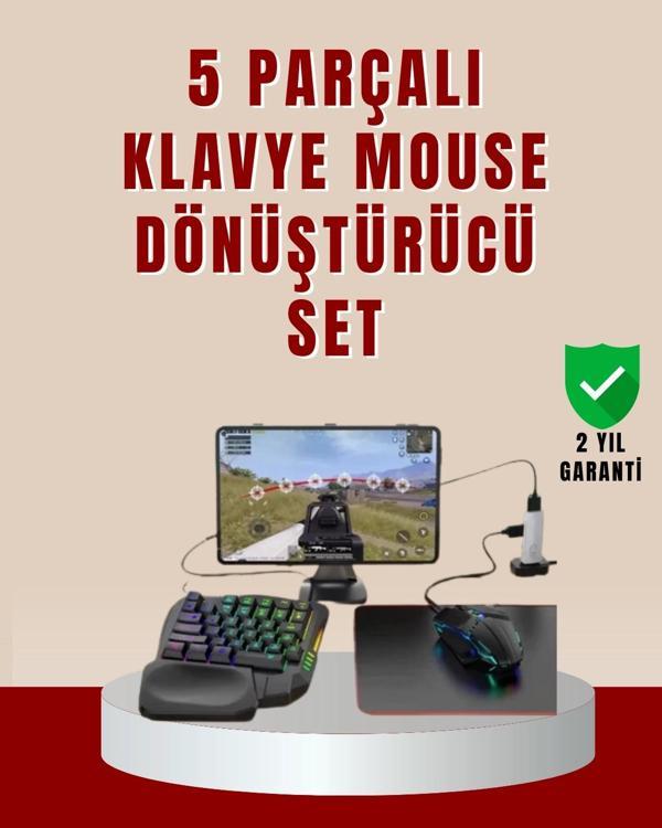 5’i 1 Arada Mobil Oyun Seti Klavye Mouse Dönüştürücü iOS & Android - Image 1