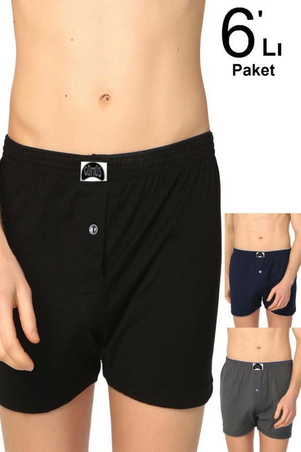 Gümüş İç Giyim Düğmeli Erkek Boxer 6 Lı Paket - Image 1