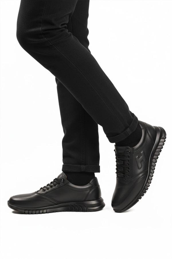 Siyah Bağcıklı Deri Jel Taban Anatomik Erkek Casual Ayakkabı 315 M - Image 1
