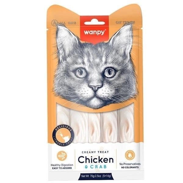 Wanpy Kremalı Tavuk ve Yengeçli Kedi Ödül Maması 5 Adet 14 Gr - Image 1