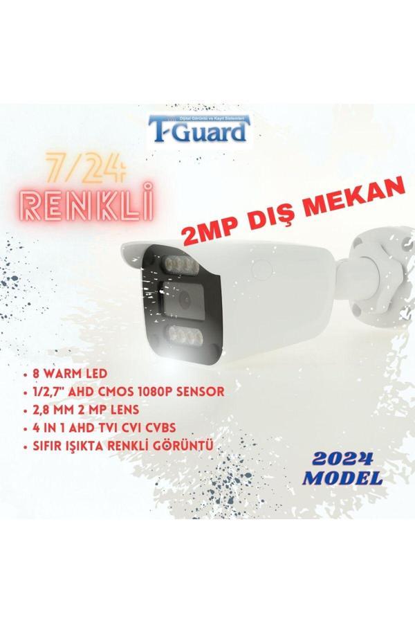 2 MP AHD ,PLASTİK, BULLET CAM.,2.8  MM STARLIGHT  LENS, 8 WARM LIGHT LED,FULL COLOR, DC 12V - Image 1