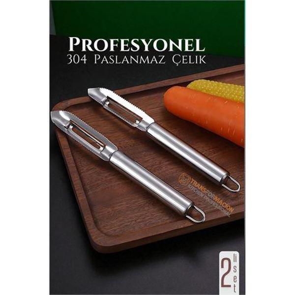 Soyacak Seti - Sebze Soyacağı Kabak Oayacağı Profesyonel Paslanmaz Çelik 2 li SET - Image 1