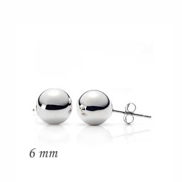 925 Ayar Gümüş Top Küpe - 6 mm - Image 1