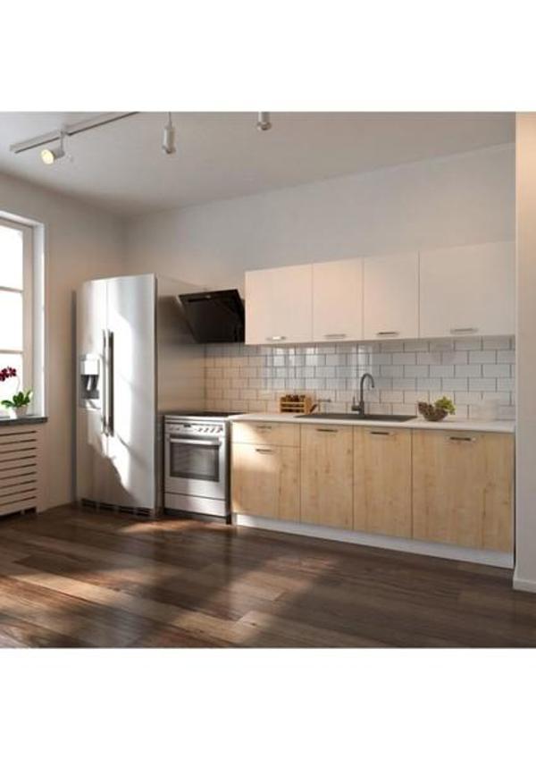 Tdesigno Senem Hazır Mutfak Dolabı 200 Cm - Safir Meşe Beyaz - Tezgah Dahil - Image 1