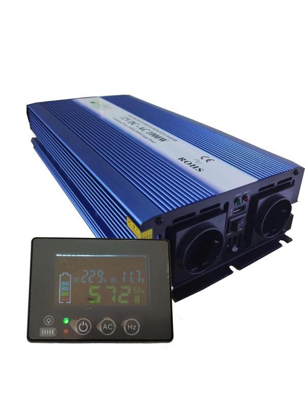 1000 Watt 12 Volt Tam Sinüs UPS Bluetooth Ekranlı İnverter - Image 1