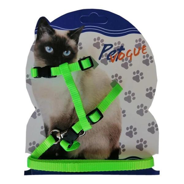 Markapet Kedi Göğüs Bel Tasma Takımı Medium Yeşil 20*32-120 cm - Image 1
