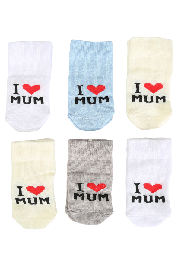 Pamuklu 6'lı Yenidoğan Erkek Bebek Çorap Mum - Image 1