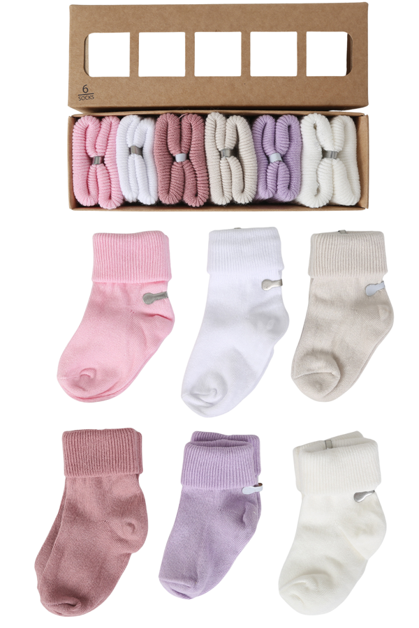 Organik Pamuklu 6'lı Yenidoğan Bebek Çorap - Image 1