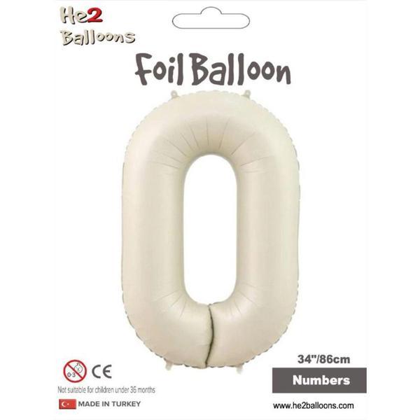 0 Rakam Krem Folyo Balon 34" - Image 1