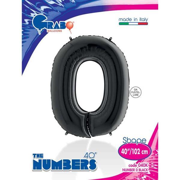 0 Rakam Supertrend Siyah Folyo Balon 40" - Image 1