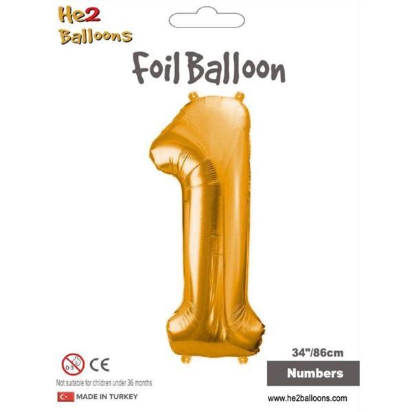 1 Rakam Altın Folyo Balon 34" - Image 1