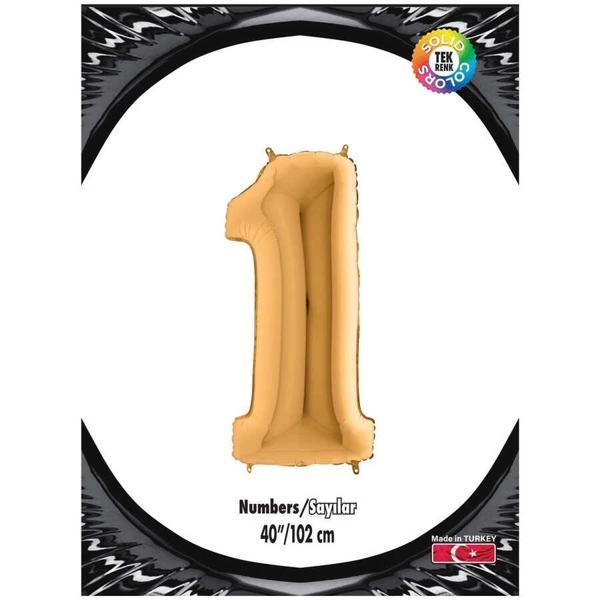 1 Rakam Altın Folyo Balon 40" - Image 1