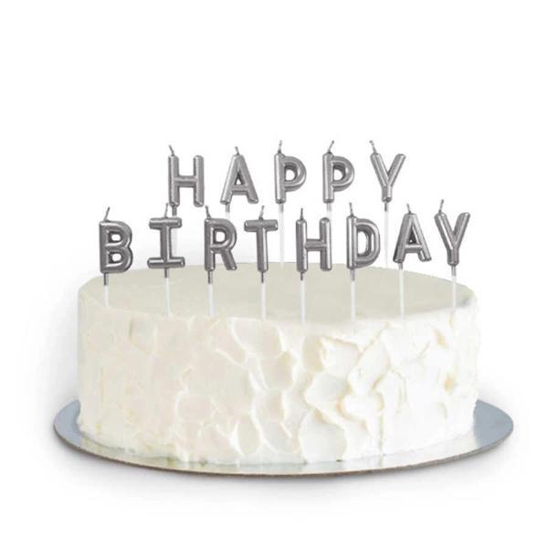 Metalik Gümüş Happy Birthday Set Mum - Image 1