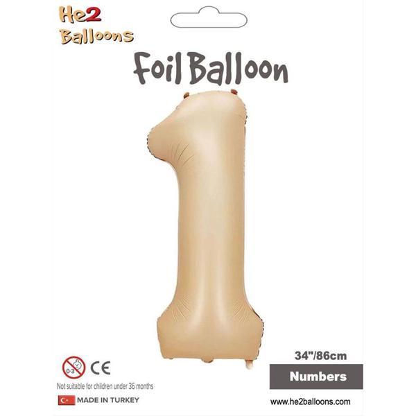 1 Rakam Karamel Folyo Balon 34" - Image 1