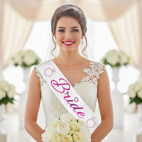 Bride Baskılı Varaklı Lüks Kuşak -Fuşya- - Image 1