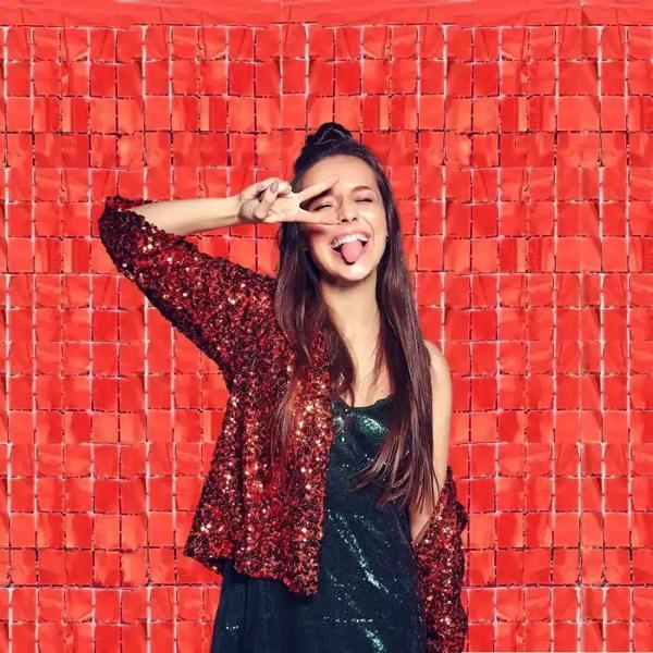 PötiKare Kırmızı Metalize Arka Fon - Image 1