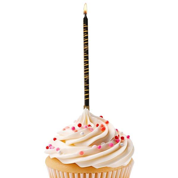 Zebra Desenli Siyah Doğum Günü Mumu - Image 1