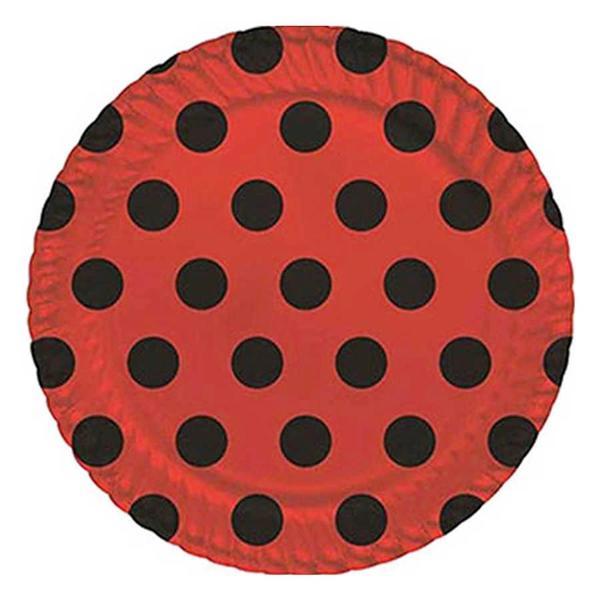 Siyah Puantiyeli Kırmızı Karton Tabak 23cm - Image 1