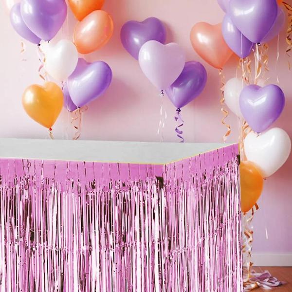 Metalize Pembe Masa Eteği 75x270cm - Image 1
