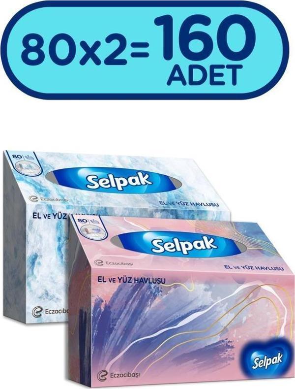 Selpak El ve Yüz Havlusu x 2 Paket 160 Yaprak - Image 1