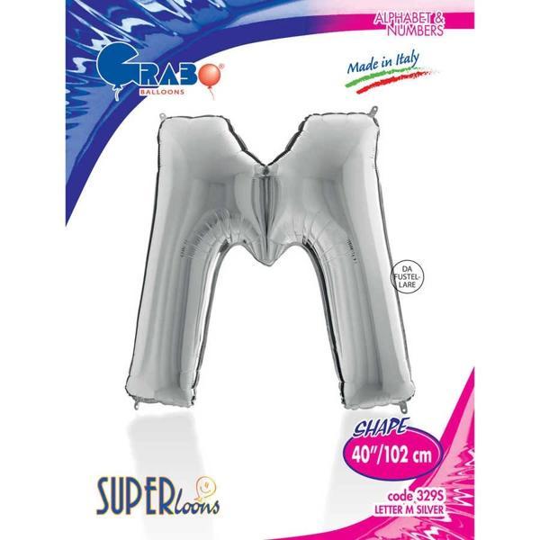 M Harf Supertrend Gümüş Folyo Balon 40" - Image 1